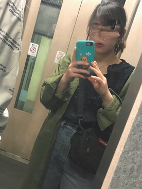 「A part by（アパートバイ）のアイテム（シャツワンピース）」を使った、Juraさん（レディース・156cm）の春コーディネート