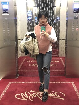 「M．MARTIN（エムマーティン）のアイテム」を使った、Mi Zhouさん（レディース・159cm）の秋コーディネート