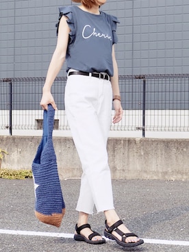 「BEAMS（ビームス）のアイテム（かごバッグ）」を使った、machouroiさん（レディース・160cm）の夏コーディネート