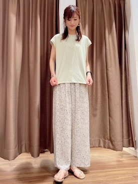 「USAコットン」｜「アイテム（サンダル）」を使った、ERIKAさん（レディース・161cm）の春コーディネート