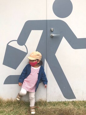 「apres les cours（アプレレクール）のアイテム（デニムジャケット）」を使った、namnahoさん（キッズ・80cm）の春コーディネート