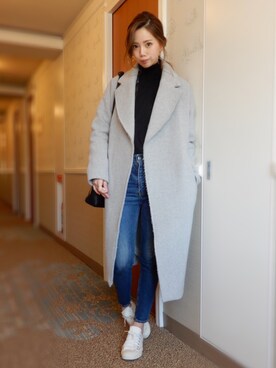 「SLY（スライ）のWOLT JW ANKLE SLIM-A（デニムパンツ）」を使った、CANAさん（レディース・162cm）の冬コーディネート