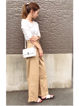 「titivate（ティティベイト）の【SEDA 6月号掲載】ﾂｰｽﾄﾗｯﾌﾟﾌﾗｯﾄｻﾝﾀﾞﾙ（サンダル）」を使った、CANAさん（レディース・162cm）の夏コーディネート