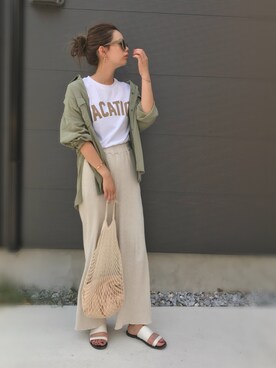 「titivate（ティティベイト）の【SEDA 6月号掲載】ﾂｰｽﾄﾗｯﾌﾟﾌﾗｯﾄｻﾝﾀﾞﾙ（サンダル）」を使った、CANAさん（レディース・162cm）の夏コーディネート