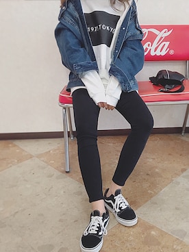 「GRL（グレイル）のオーバーサイズデニムGジャン（デニムジャケット）」を使った、CANAさん（レディース・162cm）の秋コーディネート