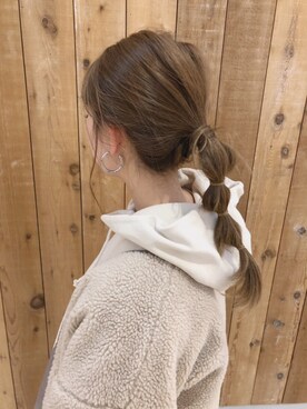 「ヘアアレンジ」｜「アイテム（ブルゾン）」を使った、CANAさん（レディース・162cm）の冬コーディネート