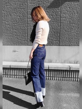 「Levi's（リーバイス）のRIBCAGE ストレート アンクル LUCK OF THE DRAW（デニムパンツ）」を使った、CANAさん（レディース・162cm）の冬コーディネート