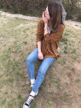 「GRL（グレイル）のアイテム（ピアス（両耳用））」を使った、CANAさん（レディース・162cm）の春コーディネート