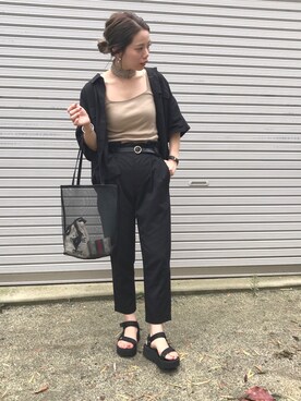 「LOWRYS FARM（ローリーズファーム）のショートＣＰＯシャツ　841006（シャツ/ブラウス）」を使った、CANAさん（レディース・162cm）の夏コーディネート