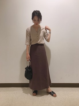 「GRL（グレイル）のクロスベルトデザインフラットサンダル（サンダル）」を使った、CANAさん（レディース・162cm）の夏コーディネート