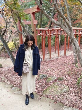 「LOWRYS FARM（ローリーズファーム）のストレッチヒールブーツ　851418（ブーツ）」を使った、CANAさん（レディース・162cm）の冬コーディネート