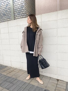 「ゆるニット」｜「アイテム（ブルゾン）」を使った、CANAさん（レディース・162cm）の冬コーディネート