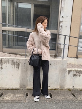 「GRL（グレイル）の2way巾着ショルダーバッグ（ショルダーバッグ）」を使った、CANAさん（レディース・162cm）の冬コーディネート