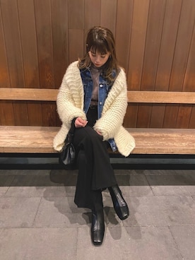 「GRL（グレイル）のアイテム（デニムジャケット）」を使った、CANAさん（レディース・162cm）の冬コーディネート