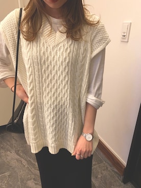 「Daniel Wellington（ダニエルウェリントン）の販売終了クラシックペティット アッシュフィールド32mm（アナログ腕時計）」を使った、CANAさん（レディース・162cm）の冬コーディネート