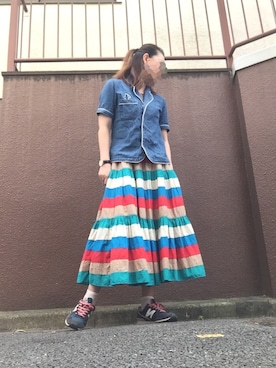 「Lee Cooper（リークーパー）のアイテム」を使った、タカコさん（レディース・158cm）の夏コーディネート