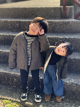 「HusHusH（ハッシュアッシュ）のアイテム（ジャケット/アウター）」を使った、mnmさん（キッズ・90cm）の冬コーディネート