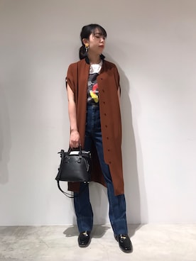 「アイテム（イヤリング、オレンジ系）」を使った、わたなべさん（レディース・163cm）の夏コーディネート