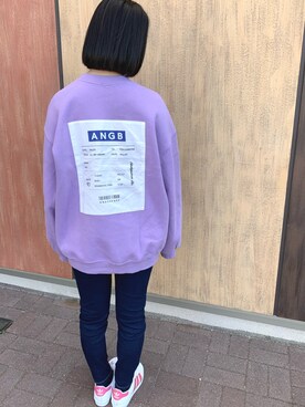 「ANDGEEBEE（アンジービー）のアイテム（スウェット）」を使った、ayanaさん（レディース・159cm）の春コーディネート