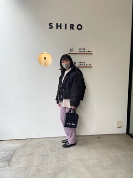 「Heather（ヘザー）のアイテム（ブルゾン、ブラック系）」を使った、ぴえちゃんさん（レディース・157cm）の春コーディネート