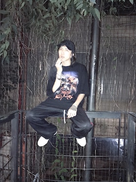 「Y-3（ワイスリー）のアイテム（キャップ）」を使った、XIWIさん（メンズ・172cm）の夏コーディネート