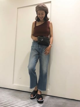 「JEANASIS（ジーナシス）のアイテム（キャスケット）」を使った、SAAYANさん（レディース・166cm）の夏コーディネート