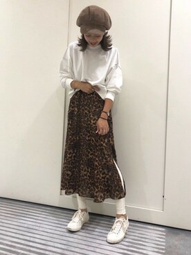 「JEANASIS（ジーナシス）のアイテム（キャスケット）」を使った、SAAYANさん（レディース・166cm）の秋コーディネート