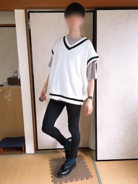 「BASQUE magenta（バスクマゼンタ）のアイテム（ベスト）」を使った、いのさん（メンズ・180cm）の夏コーディネート