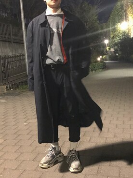 「原宿」｜「アイテム（ダウンジャケット/コート）」を使った、チマさん（メンズ・174cm）の春コーディネート