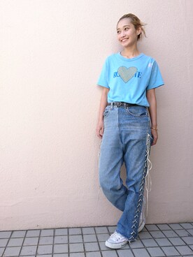 「LE CIEL BLEU（ルシェルブルー）のアイテム（デニムパンツ）」を使った、yohahairgardenさん（レディース・163cm）の秋コーディネート
