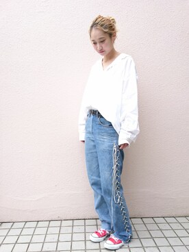 「LE CIEL BLEU（ルシェルブルー）のアイテム（デニムパンツ）」を使った、yohahairgardenさん（レディース・163cm）の秋コーディネート