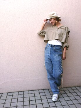「LE CIEL BLEU（ルシェルブルー）のアイテム（デニムパンツ）」を使った、yohahairgardenさん（レディース・163cm）の秋コーディネート