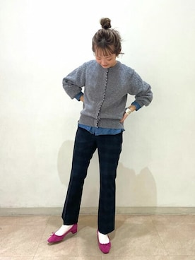 SLOBE IENA(スローブイエナ)の「パール付き柄編みカーディガン ...