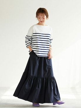 「アイテム（バレエシューズ、パープル系）」を使った、ayumiさん（レディース・159cm）の冬コーディネート