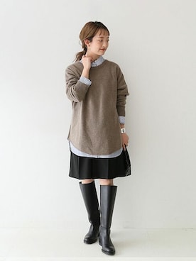 「スローブイエナ」｜「アイテム（ブーツ）」を使った、ayumiさん（レディース・159cm）の冬コーディネート