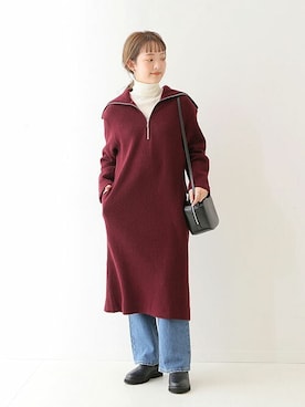 「スローブイエナ」｜「アイテム（ワンピース/ドレス）」を使った、ayumiさん（レディース・159cm）の冬コーディネート