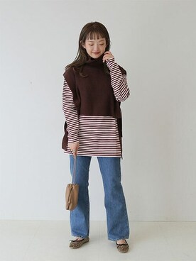 「SLOBE IENA（スローブイエナ）のアイテム（バレエシューズ）」を使った、ayumiさん（レディース・159cm）の冬コーディネート