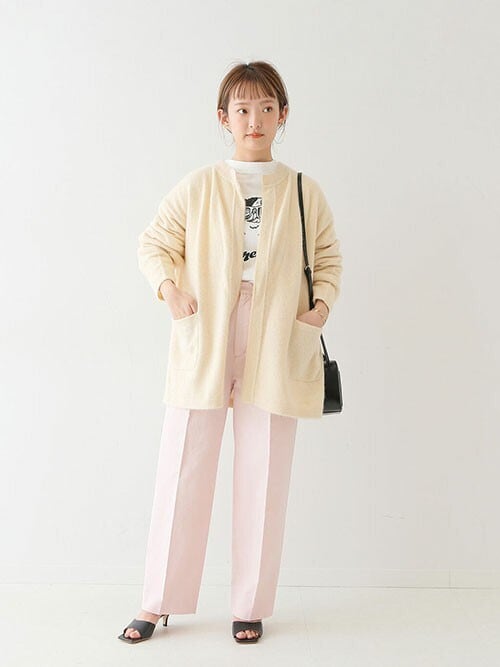 SLOBE IENA フラッフィーアンゴラ混プルオーバー　ブラウン セール】アンゴラ混シャギークルーネックカーディガン
