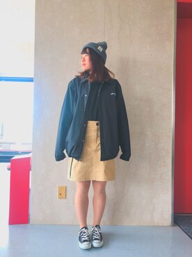 「STUSSY（ステューシー）のアイテム（ブルゾン）」を使った、Rinkäさん（レディース・155cm）の冬コーディネート