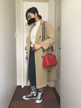 「EDWIN」｜「アイテム（トレンチコート）」を使った、akonさん（レディース・162cm）の冬コーディネート