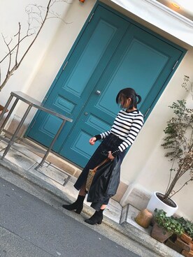 「デニムスカートINスタイル」｜akonさん（レディース・162cm）の春コーディネート