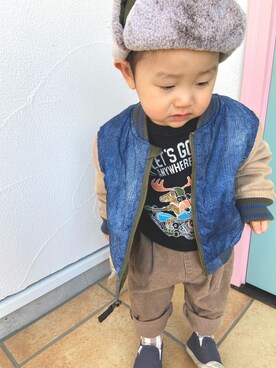 「DILASH（ディラッシュ）のアイテム（ジャケット/アウター）」を使った、kotakotaroさん（キッズ・80cm）の冬コーディネート