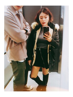 「ZARA（ザラ）のアイテム（モッズコート）」を使った、YYさん（レディース・155cm）の春コーディネート