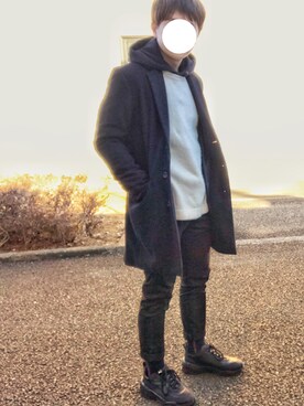 「MinoriTY（マイノリティ）のアイテム（チェスターコート）」を使った、nanさん（メンズ・162cm）の冬コーディネート