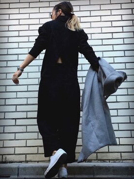 「EMODA」｜「アイテム（チェスターコート）」を使った、MIHITOさん（レディース・155cm）の冬コーディネート