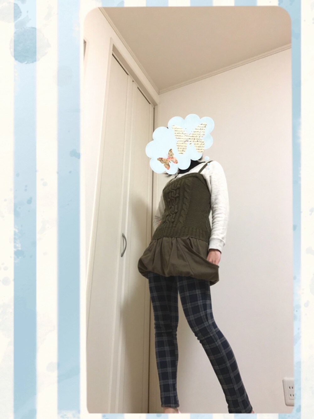 「Right-onの【BACK NUMBER】MOCOMOCOスキニー（その他パンツ、ブルー系）」を使った、miさん（レディース・165cm）の冬コーディネートの1枚目の写真