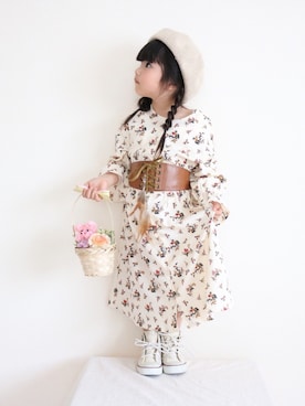 「おんなのこコーデ」｜「アイテム（ハンチング/ベレー帽）」を使った、yukiさん（キッズ・100cm）の春コーディネート