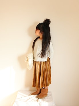 「ヒラキ（ヒラキ）のアイテム（ブーツ）」を使った、yukiさん（キッズ・100cm）の冬コーディネート