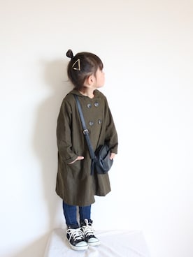 「Handmade（ハンドメイド）のアイテム（ジャケット/アウター）」を使った、yukiさん（キッズ・120cm）の春コーディネート