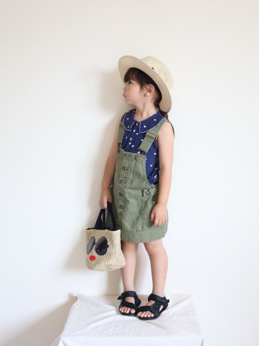「キッズコーデ、キッズファッション、キッズ、おんなのこ、女の子、3歳、プチプラ、おしゃれさんと繋がりたい、kids、カジュアル」｜「nextのアイテム（Tシャツ/カットソー、ブルー系）」を使った、yukiさん（キッズ・120cm）の夏コーディネートの1枚目の写真